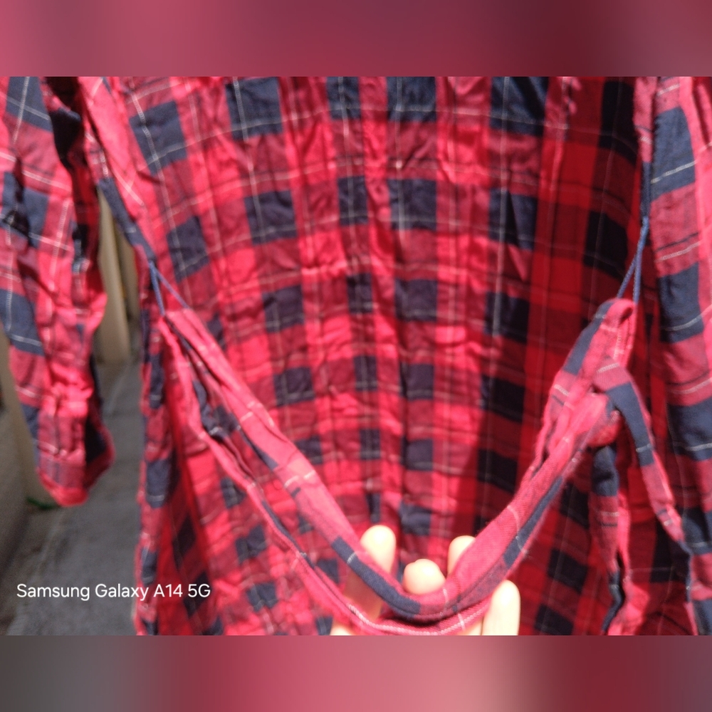 Lane Bryant Red/Black Plaid Long Sleeve Button Up Dress Sz 18 - Picture 4 of 7